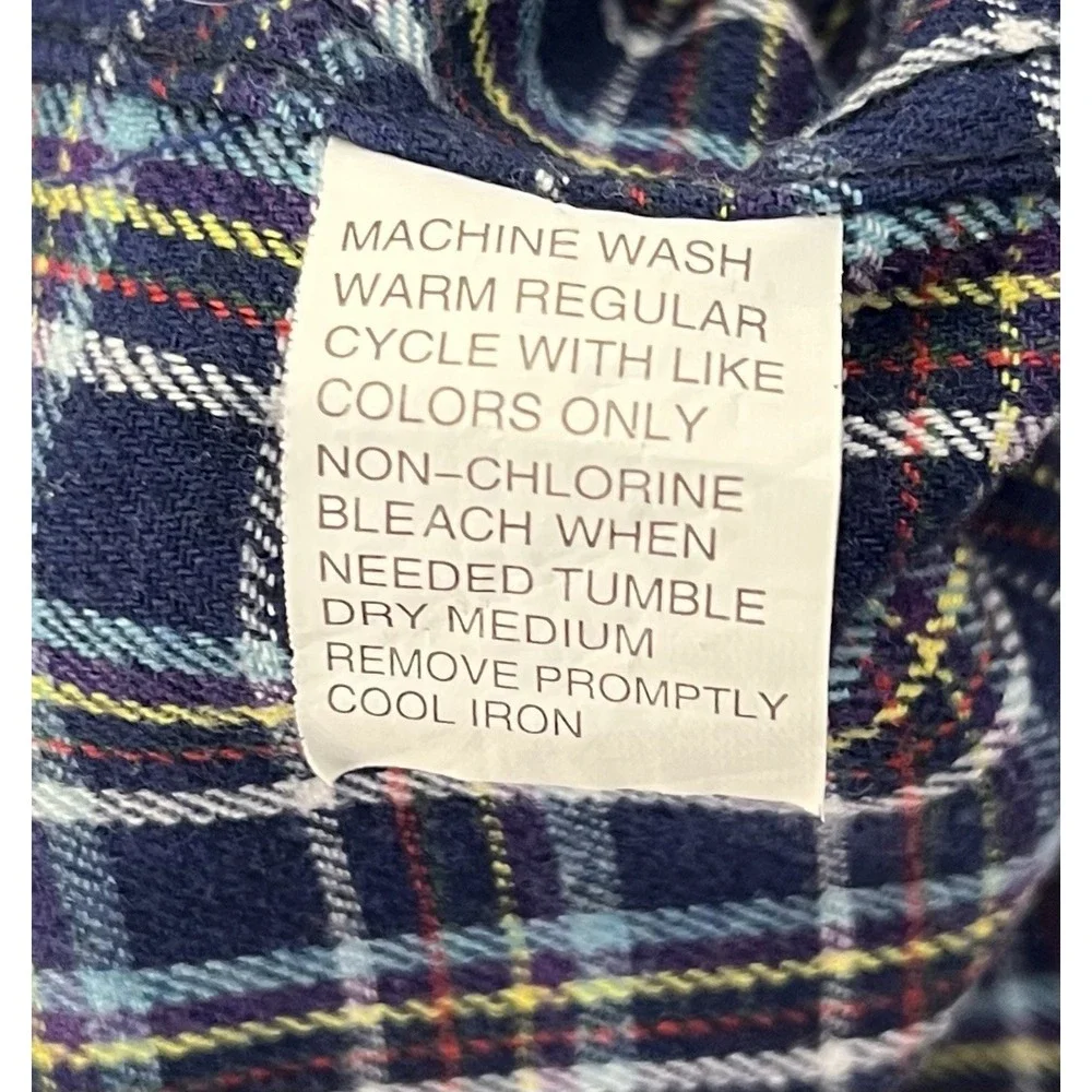 Foxfire Button Down Flannel Shirt Mens Size 5XB Blue Plaid Cotton Long Sleeve
